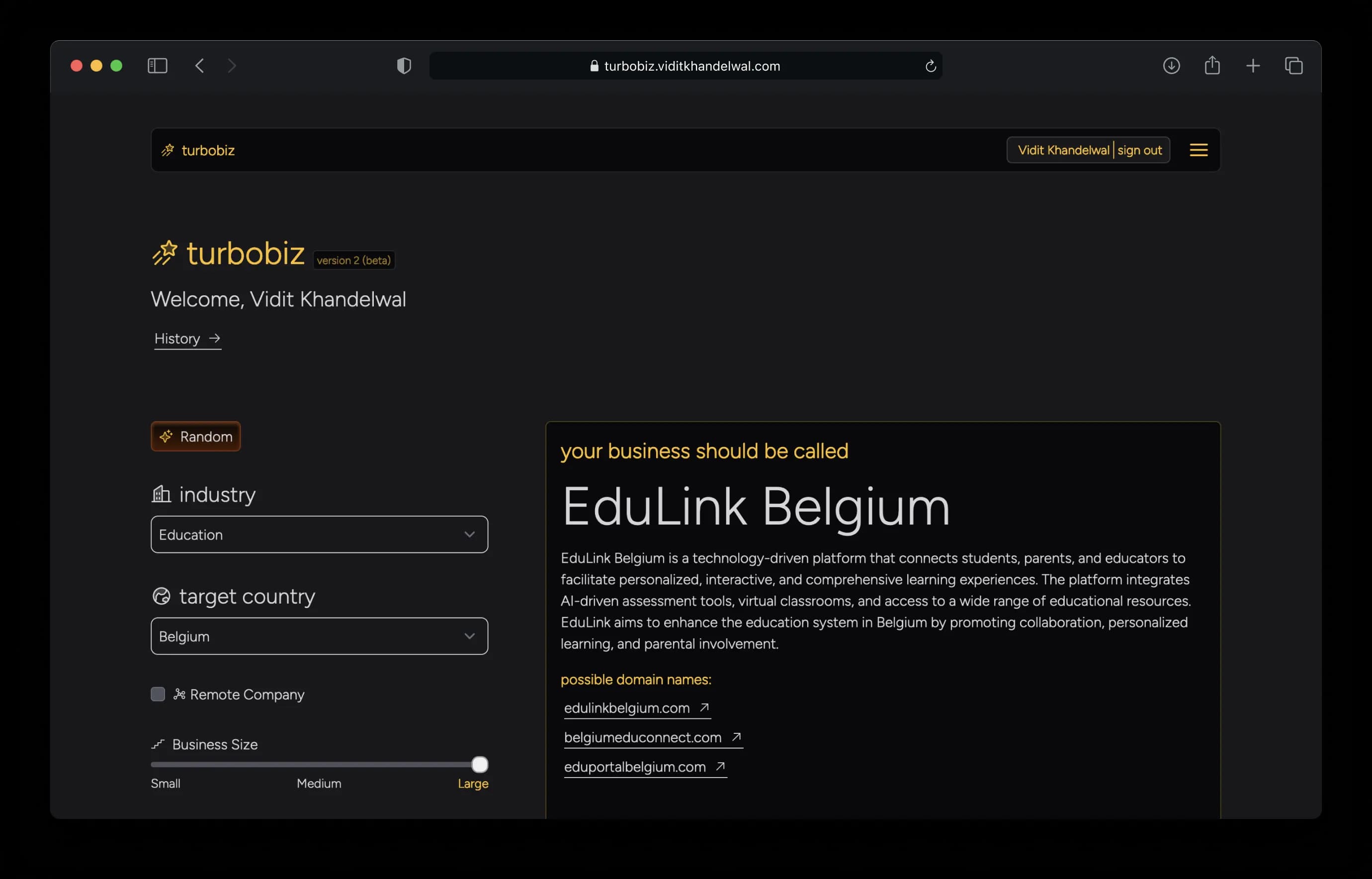 Turbobiz screenshot